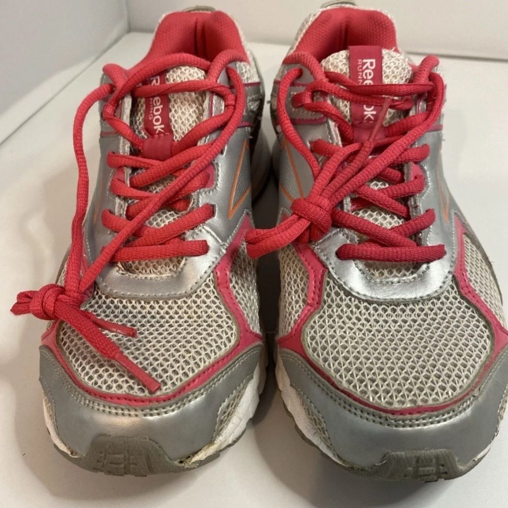 GOOD Reebok Women's Quickchase, Steel/Silver Metallic/Blazing Pink Size 10 - Picture 4 of 10
